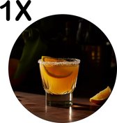 BWK Luxe Ronde Placemat - Oranje Citrus Cocktail op de Bar - Set van 1 Placemats - 40x40 cm - 2 mm dik Vinyl - Anti Slip - Afneembaar