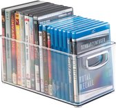 Opbergbox voor dvd's en cd's - ideale houder/stapelbaar/met handvatten - Doorzichtig - per 4 stuks verpakt