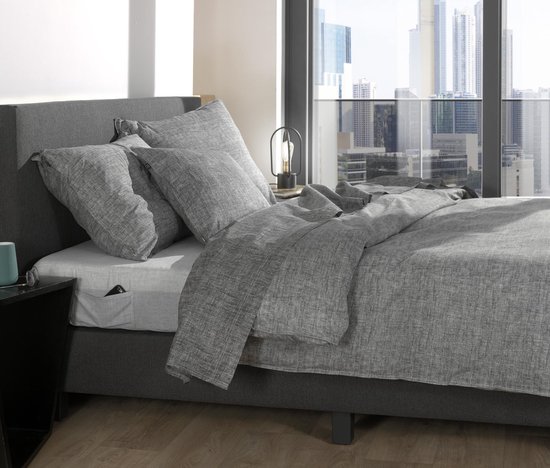 Zohome Dekbedovertrek Lino - Effen Bedlinnen - 240x220 - Antraciet - Dekbedhoes van 100% Katoen van Zohome — afbeelding 4