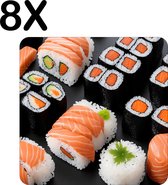 BWK Flexibele Placemat - Sushi met Zalm - Set van 8 Placemats - 40x40 cm - PVC Doek - Afneembaar