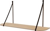 Leren plankdragers 'smal' - Handles and more® - DONKERBRUIN - 100% leer - set van 2 / excl. plank (leren plankdragers - plankdragers banden - leren plank banden)