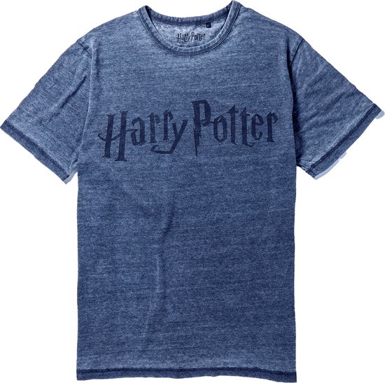 Recovered Harry Potter Klassiek Logo Blauw T-Shirt