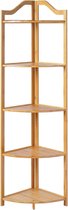 Bamboe hoekplank 5-laags hoek ladder plank 130 cm hoog multifunctioneel hoekstandaard displayrek vrijstaand opbergrek voor woonkamer, thuiskantoor, keuken, kleine ruimte