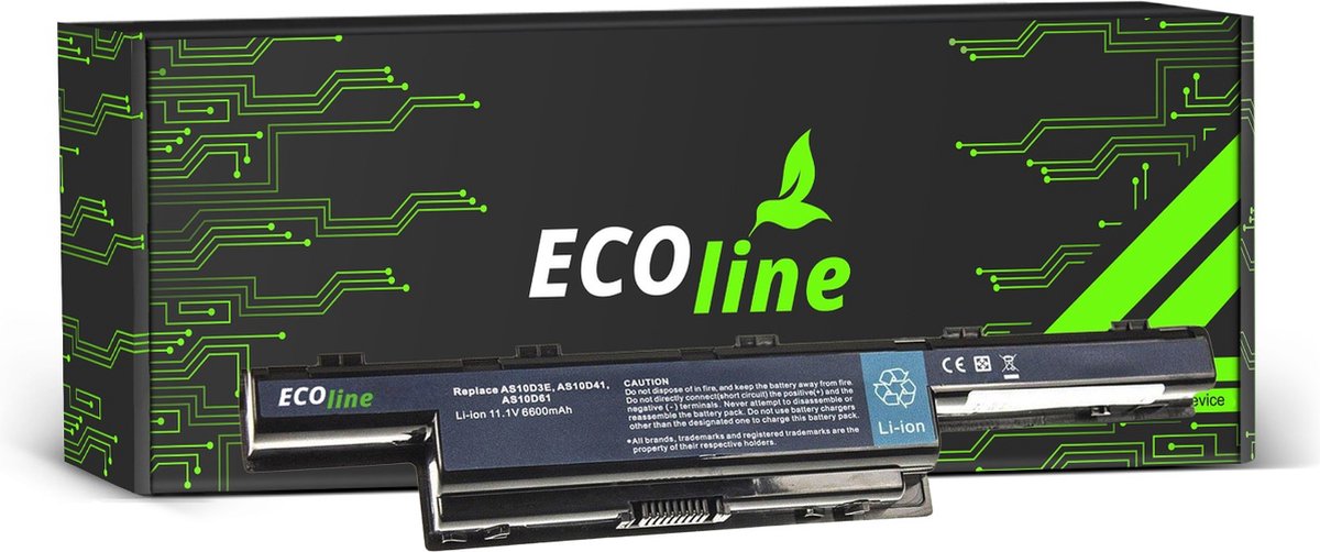 EcoLine - AS10D31 AS10D41 AS10D51 AS10D71 Batterij Geschikt voor de Acer Aspire 5740G 5741G 5742G 5749Z 5750G 5755G / 11.1V 6600mAh.
