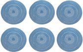Krumble Placemat rond - Placemats - Onderleggers - Onderzetters - Tafelaccessoires - Set van 6 - Diameter 36 cm - Blauw/grijs