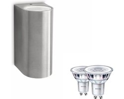 Philips LED Philips Nightingale Wandlamp voor Buiten Up & Down (Roestvrij Staal) - Buitenlamp - GU10 - Warmwit Licht - Niet Dimbaar