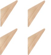 QUVIO Wandhaakjes - Set van 4 - Driehoek - Kapstokhaakjes - Kapstok - Kledinghangers - Kapstok haken - Hout - Lichtbruin - 7 x 2 x 12 cm