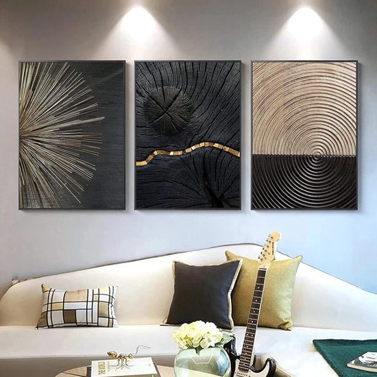 Martin Kench 3er Design-Poster Set, Wildlife Tiere Schwarz Weiß 3 Teilig Leinwand Wandbild, Ohne Rahmen, Print Bilder Kunstposter für Wohnzimmer (Stil C,60 x 90 cm