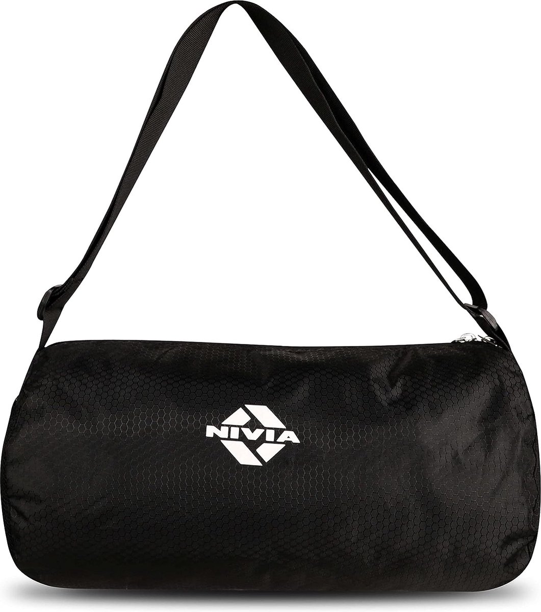 NIVIA Basic Duffle Travel Bag ( Black, Material-Polyester ) Gym Bags | Adjustable Shoulder Bag | for Youth & Adult | Fitness Bag | Sports & Travel Bag | Sports Kit