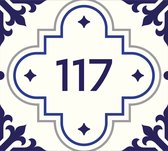 Numéro de plaque d'immatriculation de la maison 117 | Numéro de maison 117 |Numéro de maison bleu Delft en plexiglas | Signe de numéro de maison de Luxe