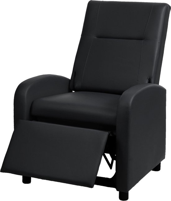 TV fauteuil MCW-H18, relax fauteuil, kunstleer opvouwbaar 99x70x75cm ~ zwart