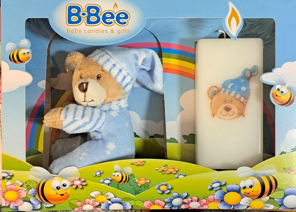 Goedkoopste kaars-met-knuffel-pakket-blauw-babyshower-geboorte-cadeau