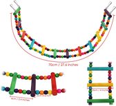 Échelle à oiseaux speelgoed coloré flexible pour perroquet, pont pivotant, cage à calopsittes en bois, échelle d'escalade suspendue (70,1 cm (12 marches))