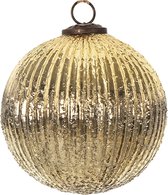 HAES DECO - Kerstbal - Formaat Ø 14x14 cm - Kleur Goudkleurig - Materiaal Glas - Kerstversiering, Kerstdecoratie, Decoratie Hanger, Kerstboomversiering