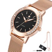 WWOOR - Horloge Dames - Cadeau voor Vrouw - 36 mm - Rosé Zwart