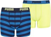 Puma - Stripe Print Boxer 2 pack - Ondergoed - 128 - Blauw/Groen