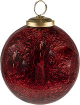 HAES DECO - Kerstbal - Formaat Ø 9x10 cm - Kleur Rood - Materiaal Glas - Kerstversiering, Kerstdecoratie, Decoratie Hanger, Kerstboomversiering