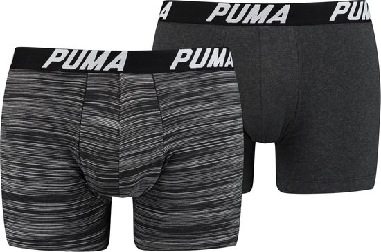 Puma - Spacedye Stripe Boxer 2P - Boxershorts - S - Grijs