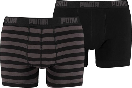 Puma - Stripe Boxer 2P - Gestreepte Boxers - S - Zwart