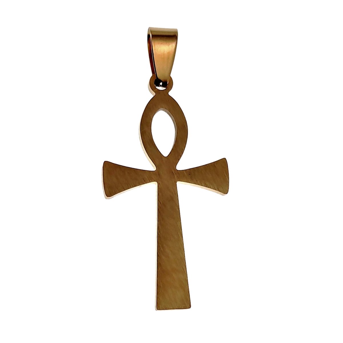 Egyptische Kruis Hanger Unisex - Verguld Geborsteld RVS - Ankh-Kruis - Ankh-Kruishanger - Dames - Heren