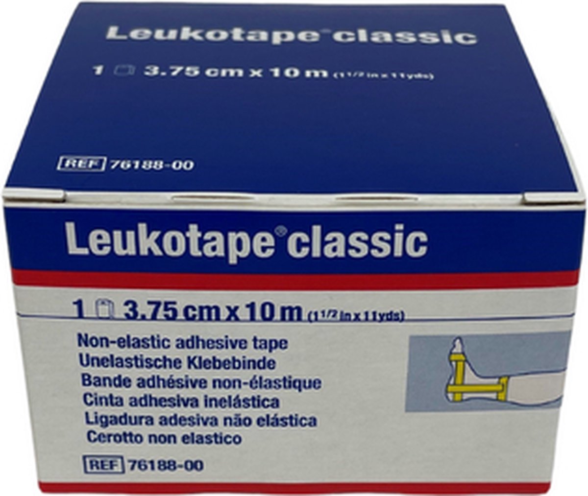 Goedkoopste Leukotape Classic BSN Enkele rol in vouwdoos | geel | 3,75 cm x 10 m