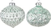 HAES DECO - Kerstballen Set van 2 - Formaat (2) Ø 10x10 cm - Kleur Groen - Materiaal Glas - Kerstversiering, Kerstdecoratie, Decoratie Hanger, Kerstboomversiering