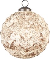 HAES DECO - Kerstbal - Formaat Ø 12x12 cm - Kleur Bruin - Materiaal Glas - Kerstversiering, Kerstdecoratie, Decoratie Hanger, Kerstboomversiering