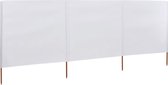 The Living Store Inklapbaar Windscherm - 400 x 120 cm - Duurzaam - Wit - Nonwoven stof en Houten paal