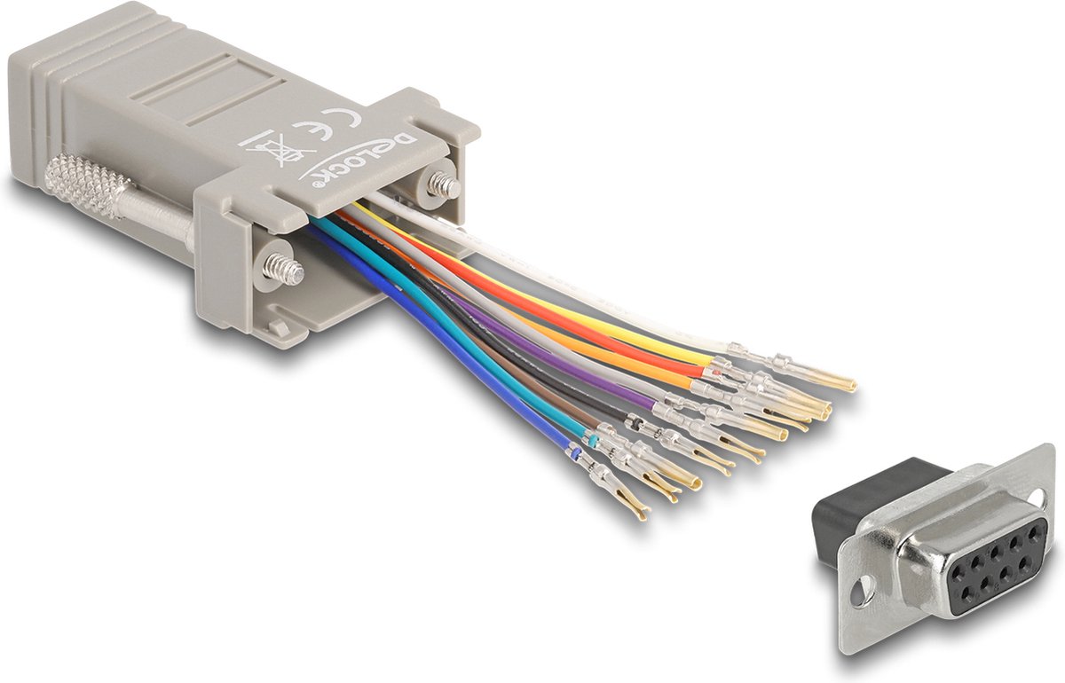 Delock D-Sub 9 pin female to RJ50 female Assembly Kit grey