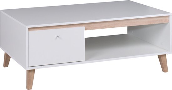 Table basse - Oviedo - Planches - tiroir - Wit - Sam Remo - 120 cm