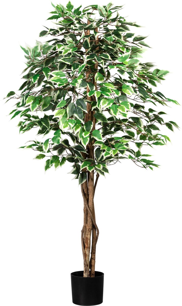 Kopu Kunstplant Ficus 150 cm - 840 groen/witte bladeren - Natuurstam