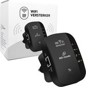 MD-goods ® WiFi Versterker Stopcontact Zwart - Gratis Internet Kabel - NL Handleiding - Repeater - 300Mbps - Draadloos