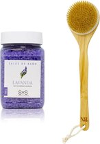 Sys Badzout - Lavendel - Body Scrub - 100% Natuurlijk Mineraalzout - 400g - Snel Oplossend - Incl. Badborstel