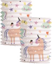 Folat Trek lanterne licornes & arcs-en-ciel - 2x - H16 cm - multicolore - papier