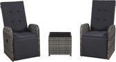 The Living Store Set de bistro en Poly Rotin - 57x73x105 cm - Comprenant 2 Fauteuils - Coussins d'assise