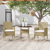 The Living Store Tuinset Beige - Poly rattan - 80x75 cm - Gehard glas