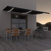 The Living Store Uitschuifbare Luifel - Buitenluifel 600x350 cm - Waterbestendig Polyester - Solar LED Verlichting