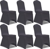 The Living Store Stoelhoes - Stretchstof - Geschikt voor stoelen tot 100 cm - Antraciet - Levering bevat 6 stuks
