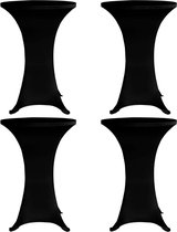 The Living Store Stretch Statafelhoes - zwart - geschikt voor tafels tot 120 cm - levering bevat 4 tafelhoezen