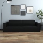 The Living Store Sofa Beschermhoes - Polyester Jersey - 3-zits - 190-230 cm breed - Zwart