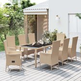 The Living Store Tuinset - PE-rattan - Beige - 190x90x75 cm - Verstelbare rugleuning