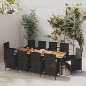 The Living Store Tuinset - poly rattan - 250 x 100 x 75 cm - zwart/bruin