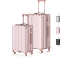 Voyagoux Voyagoux® - Reiskoffer set - Koffers - 2 stuks - S/M - Rose gold