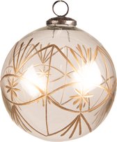 HAES DECO - Kerstbal - Formaat Ø 15x15 cm - Kleur Transparant - Materiaal Glas - Kerstversiering, Kerstdecoratie, Decoratie Hanger, Kerstboomversiering