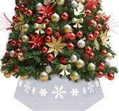 The Living Store Collier de sapin de Noël en métal Argent et Wit – 52,5 cm en haut – 68 cm en bas – 25 cm de hauteur – Imprimé flocon de neige – Assemblage requis