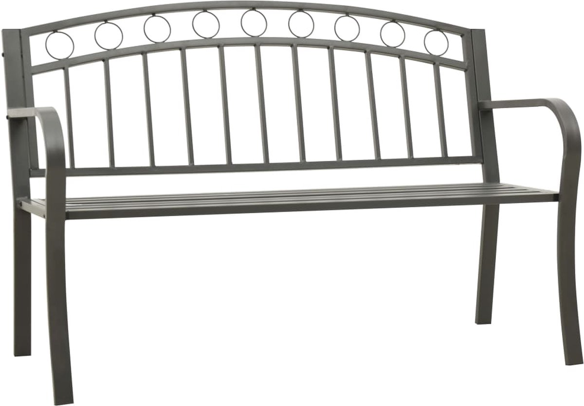 The Living Store Tuinbank - Grijs - 120 x 51 x 81 cm - Gepoedercoat staal