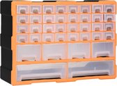 The Living Store Gereedschapsorganiser - 40 lades - kunststof - 52 x 16 x 37.5 cm - Oranje/Zwart