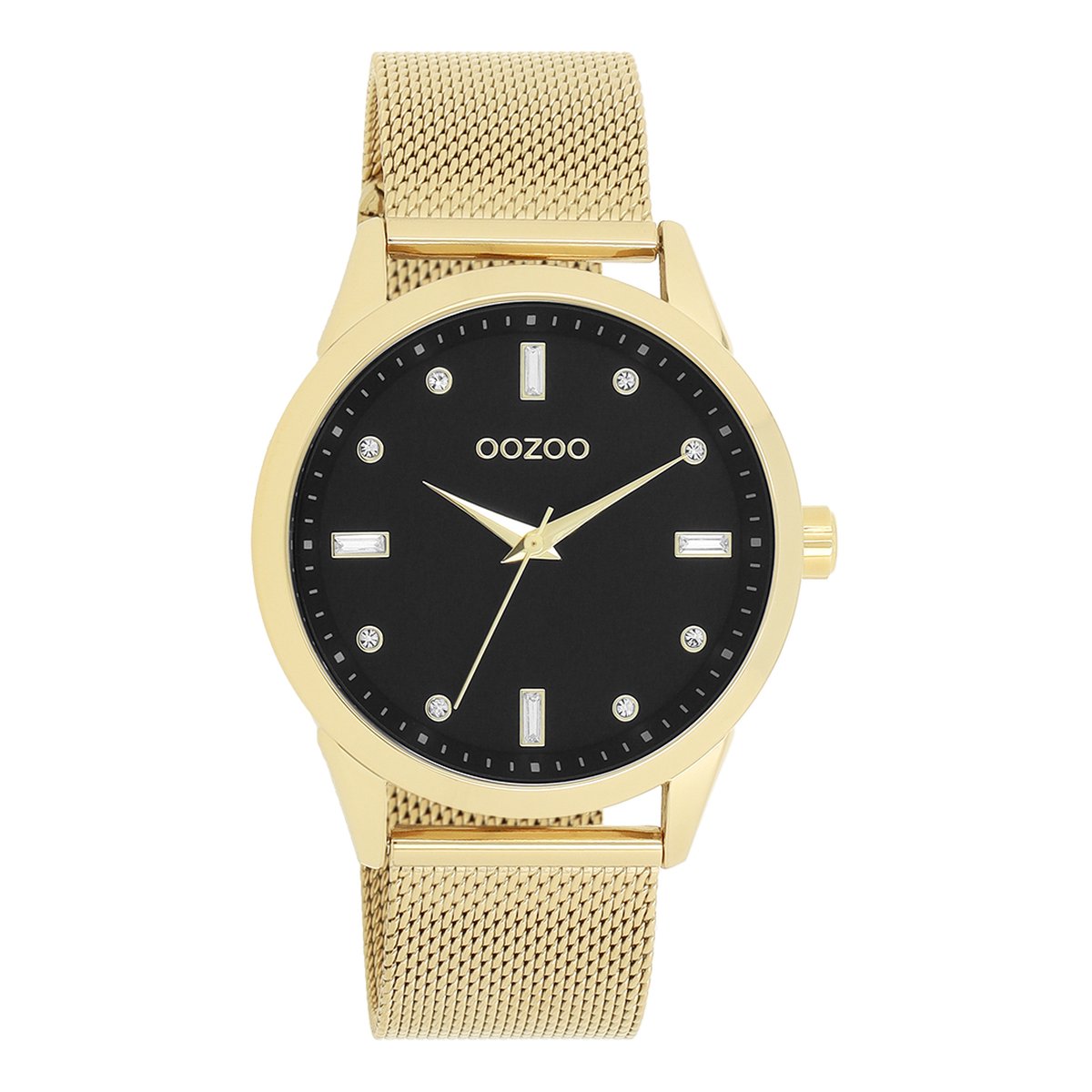 OOZOO Timepieces - Goudkleurige OOZOO horloge met goudkleurige metalen mesh armband - C11283
