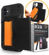 R2B® Étui avec porte-cartes adapté à iPhone 12 + Pro - 4 cartes - Avec protecteur d'écran - Modèle Zeist