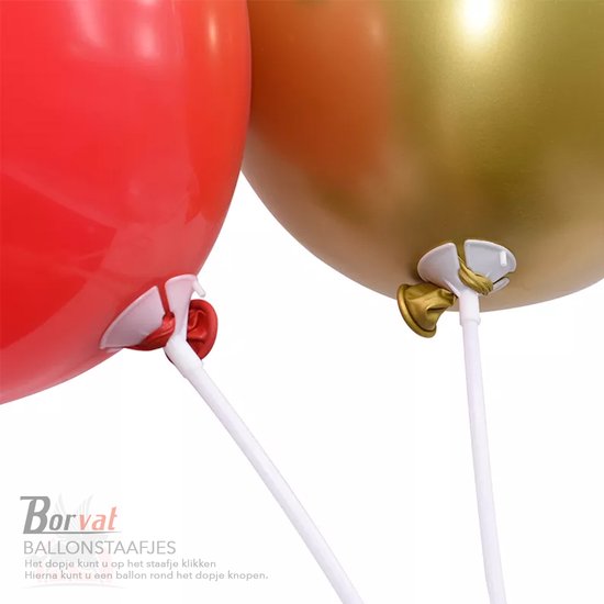 Borvat® - Ballonstaafjes - Ballon staafjes - wit - 10 stuks - Borvat®